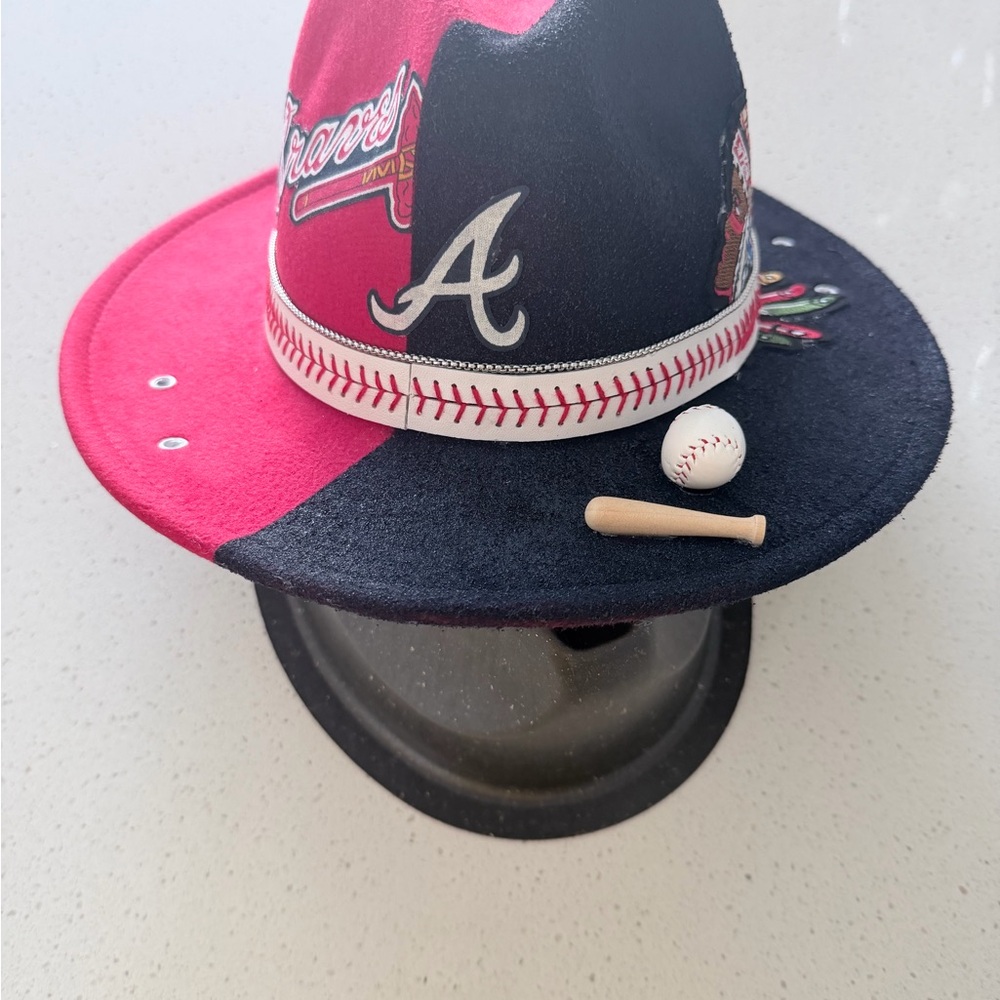 Custom Red & Navy Atlanta Baseball Fedora